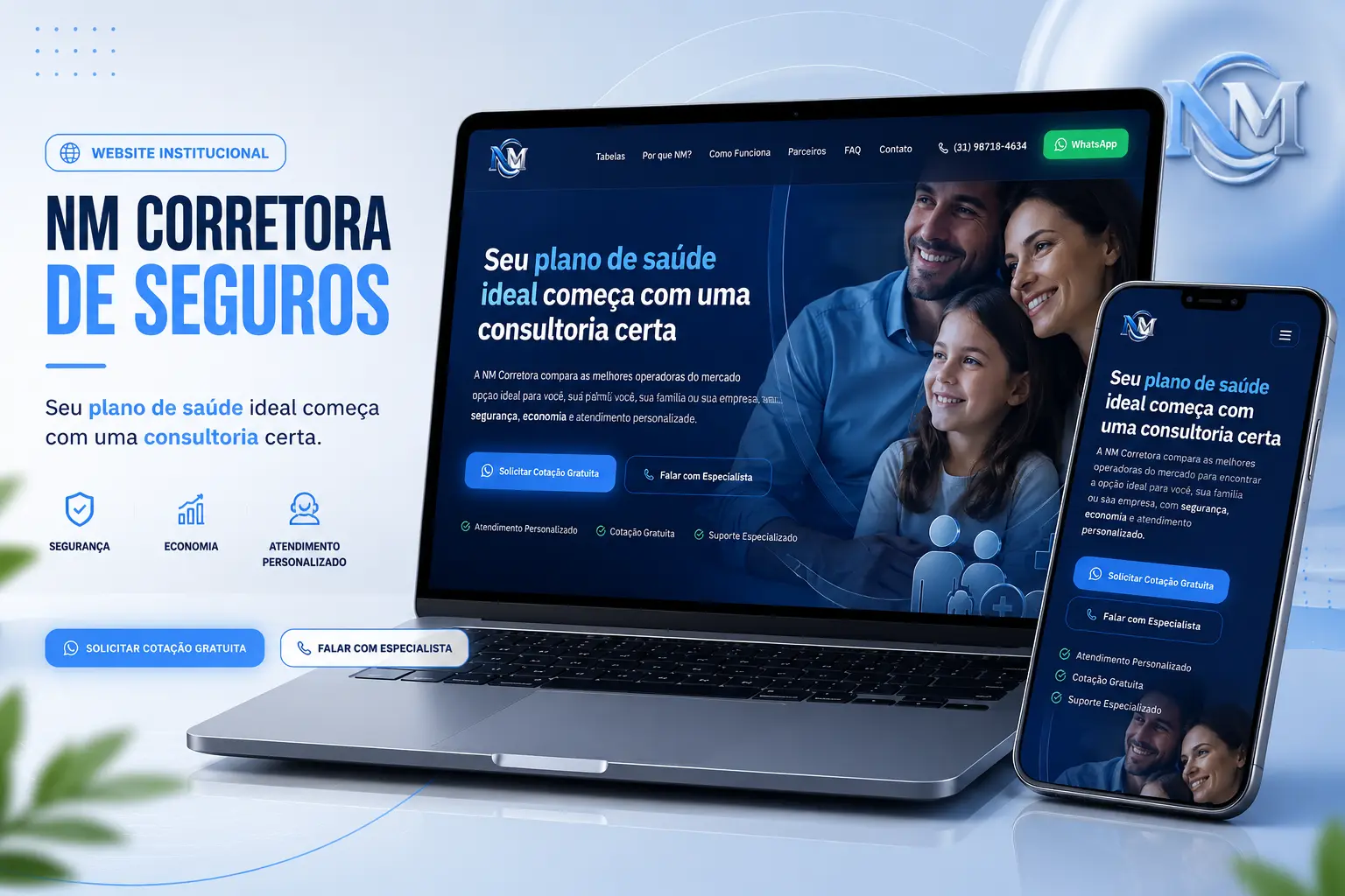 Preview do site NM Corretora
